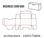Business card box. Die cut template box visiting card. Vector isolated circuit, line business card box on white background.