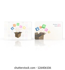 Business card with box. Vector design.