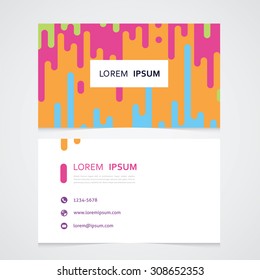 the business card in a bright pattern