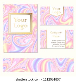 Business card, brochure, flyer and banner with marble texture. Luxury business card template. Vector illustration.