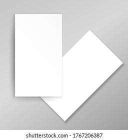 Business card or brochure flyer cover template design empty blank mock up for copy space on table desk realistic vector illustration, white visiting cards mockup for identity presentation