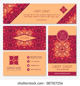 Business Card. brochure layout.web Banner with abstract  oriental pattern, vector illustration. Islam, Arabic, Indian, turkish, pakistan, chinese, ottoman motifs