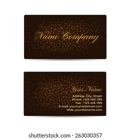 Business card with brown leather background. Vector illustration