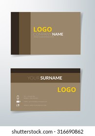 Business card brown vector element with yellow text sample label and black and brown dark space