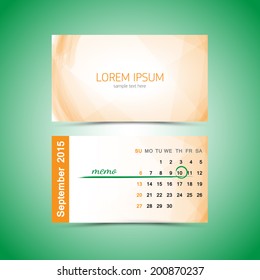 business card - calendar template 2015. September