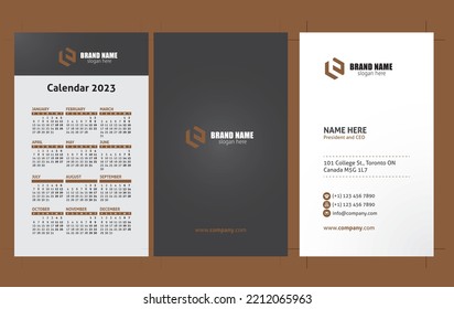Business card with calendar vector template