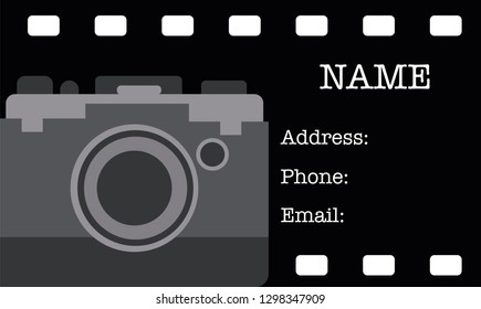 Business card. Camera vector illustration. Business cart photography.Advertising card. 