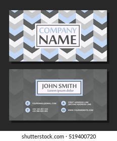 Business card with chevron background. Abstract business card design. Vector illustration
