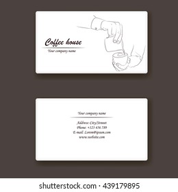 Business card coffee template. Latte-art on white background. Vector illustration
