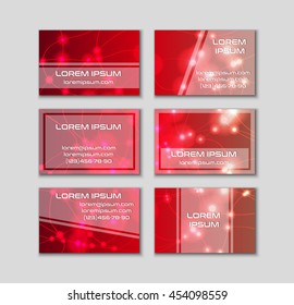 Business card collection. Abstract shining glow decorative elements with transparent layout. Front and back page.
