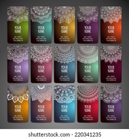 Business card collection. Vector background. Vintage decorative elements. Hand drawn background.