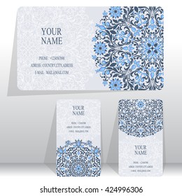 Business card collection,Wedding invitation or card with abstract background. Islam, Arabic, Indian, Dubai.