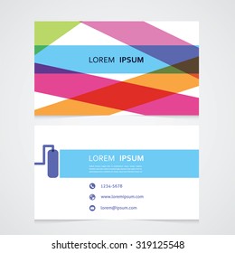 the business card with the color crossed lines drawn with the ro