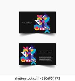 Business card. Colored neo geometric poster set. Modern grid flyer with geometric shapes, geometry graphics and abstract vector set. Company identity brochure template collection. Neo memphis. Vector