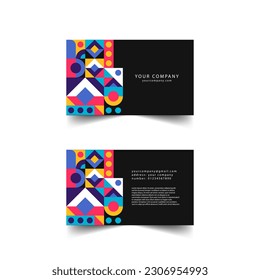 Business card. Colored neo geometric poster set. Modern grid flyer with geometric shapes, geometry graphics and abstract vector set. Company identity brochure template collection. Neo memphis. Vector