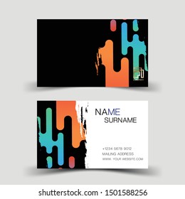 Business card. With colorful elements desing. And inspiration from abstract. On white background. Glossy plastic style. 