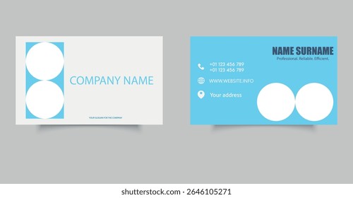 Business card for a company with a brand name. Editable file