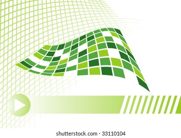 Business card concept in green with net; clip-art