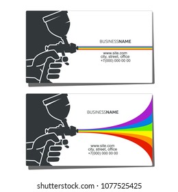 Business card concept for painting with a spray in hand