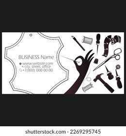 Business card concept for tanner. Leather goods tool kit