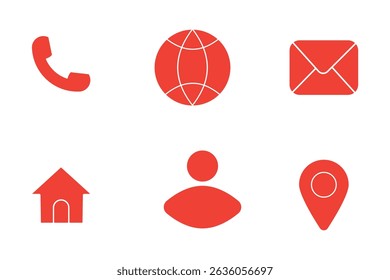 Business card contact icon set