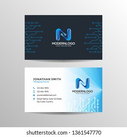 Business card contact information icon. User contact button, cellphone number or email address information. Flat vector style contact us illustration isolated on a white background with N logo