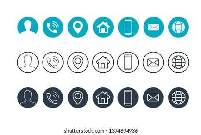 Business card contact information icons. Contact information icons. Vector minimal symbols