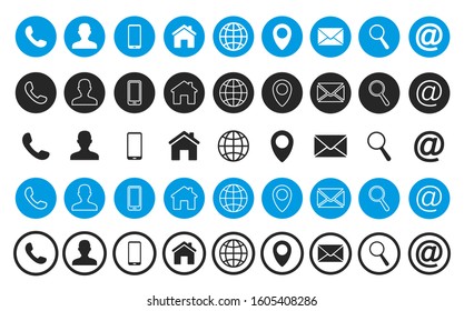 Business card contact information icons. Vector illustration.
