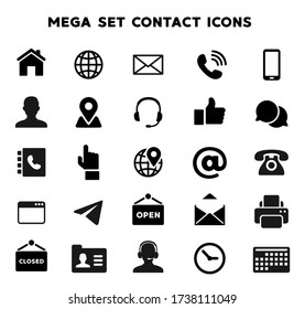 Business card contact information icons. Vector illustration.