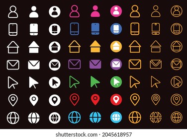 Business card contact information icons. Vector illustration Stock Vector Image and Art - Alamy, Solid and Outline