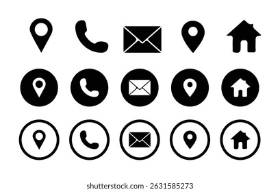 Business card contact information icons. Phone, Location, Email, Home, Address icon set. vector illustration eps 10