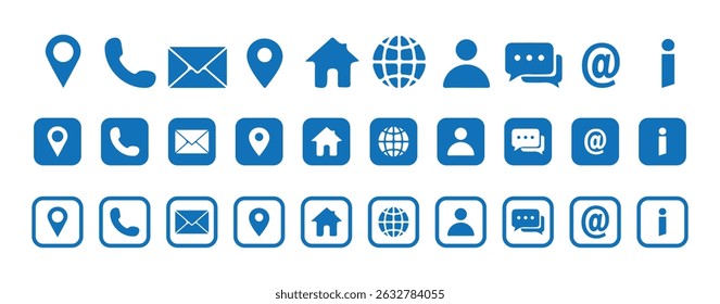 Business card contact information icons .Name, phone, mobile, place, location, mail, Info website and message card sign. Vector illustration 10 eps.
