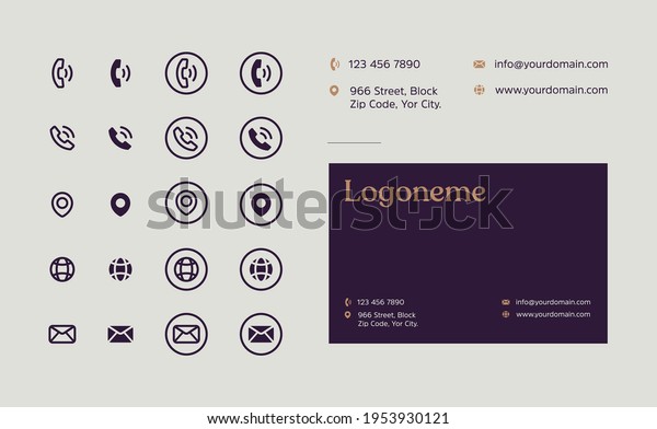 Business card Contact Information Icons Set,\
Collection Of Simple Glyph and Flat\
Icons.