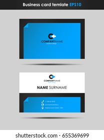 A business card in a creative blue design. Vector image.