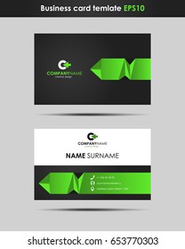 A business card in a creative green design. Vector image.