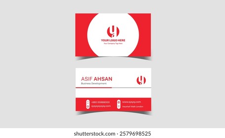 Business card Creative Red style layout clean visiting card, abstract elegant clean colorful minimal professional corporate company business cards template design