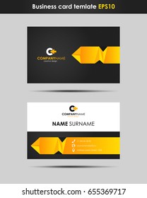 A business card in a creative yellow design. Vector image.