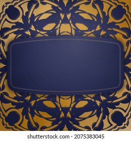 Business card in dark blue with luxurious gold pattern for your brand.