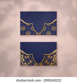Business card in dark blue with luxurious gold ornaments for your business.