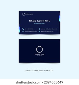 business card dark blue vector design template - standard US size ratio - editable eps file
