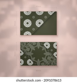 The business card is dark green with a luxurious white pattern for your personality.