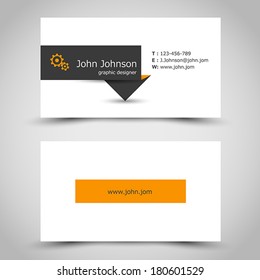 business card with dark sticker. office concept