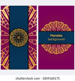 Business card with decorative floral mandala. Vector illustration