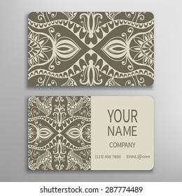 Business card, decorative ornamental invitation collection. Hand drawn Islam, Arabic, Indian, lace pattern