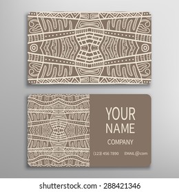 Business card, decorative ornamental invitation collection. Hand drawn Islam, Arabic, Indian, lace pattern
