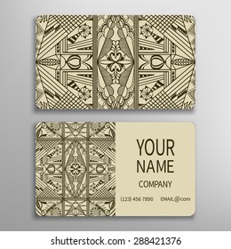 Business card, decorative ornamental invitation collection. Hand drawn Islam, Arabic, Indian, lace pattern