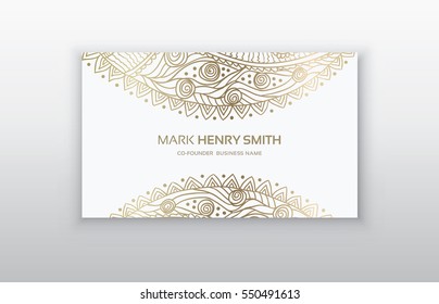 Business card, decorative ornamental invitation collection. Hand drawn Islam, Arabic, Indian, lace pattern. Retro Vintage business card. Vector background. Card or invitation. 