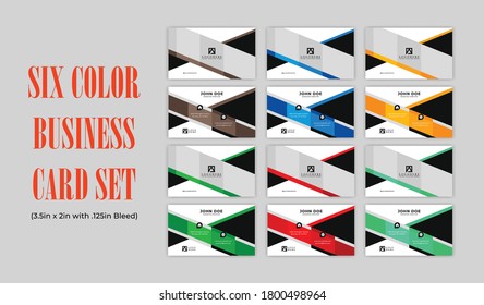 business card design with 6 color variations