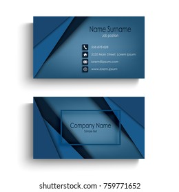 Business card with design abstract blue triangles template