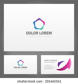 Diseño de tarjetas de visita e icono creativo abstracto. Plantilla de diseño de vectores. 